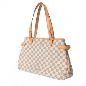 Louis Vuitton Bag Tote Horizontal Damier Canvas Azur White Batignolles